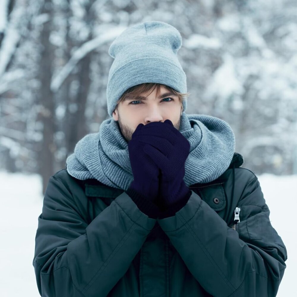 12 Pairs Winter Gloves Knit Warm Gloves Bulk Adult Stretchy Magic Gloves for Men View 6